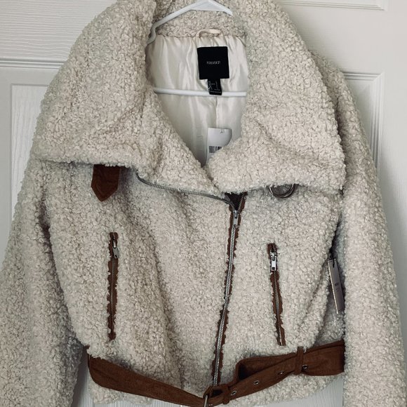 SHIRPA MOTO Jacket With Suede Trim In Light Cream - Picture 8 of 9